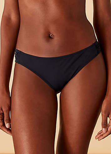 Black Ruched Side Bikini Briefs By Accessorize Swimwear