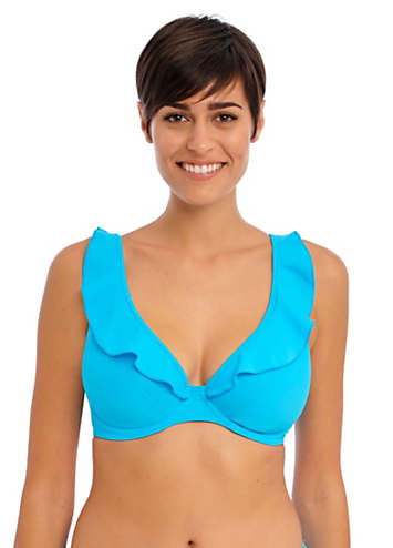 Turquoise Jewel Cove Underwired High Apex Bikini Top By Freya Swimwear