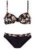 Black Floral Underwired Bikini By Lascana Swimwear