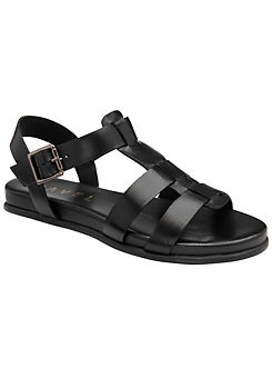 Arbory Black Leather Open-Toe Gladiator Sandals by Ravel