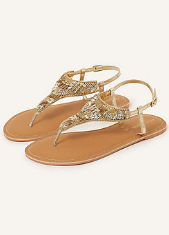 Bead & Sequin Embellished Toe Post Sandals by Accessorize
