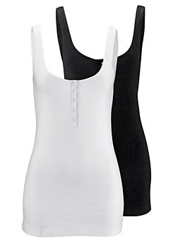 Black & White Pack of 2 Vest Tops by Melrose