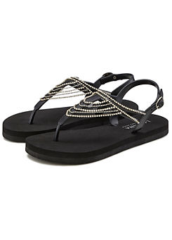 Black Chained Flip Flops by LASCANA