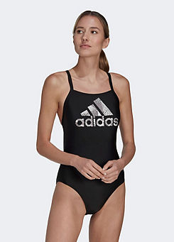 Black Logo Print Swimsuit by adidas Performance