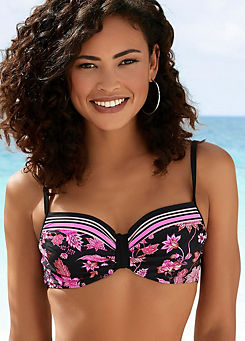 Black/Pink Underwired Bikini Top by LASCANA