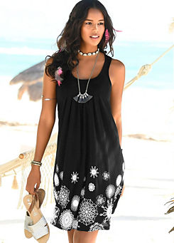 Black Print Beach Dress by Beachtime