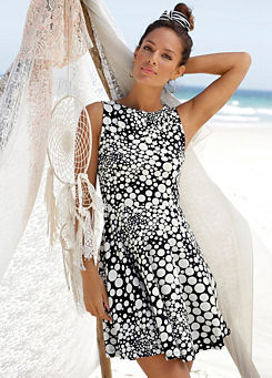 Black Print Dress by beachtime