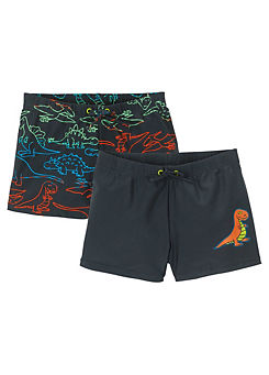 Black Print Pack of 2 Swim Shorts by bonprix