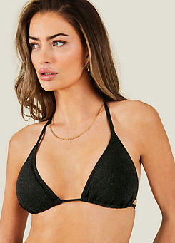 Black Shimmer Triangle Bikini Top