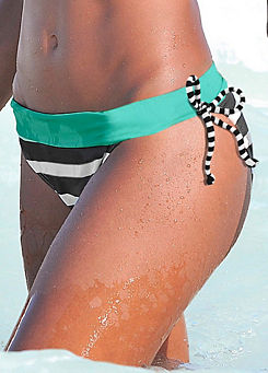 Black Stripe Foldover Waistband Bikini Briefs by KangaROOS