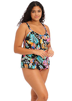 Black Tropical Falls Non Wired Moulded Tankini Top by Elomi