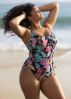 Black Tropical Falls Non Wired Swimsuit by Elomi