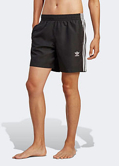 Black/White Adicolor 3-Stripes Swimming Shorts by adidas Performance