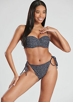 Black/White Polka Dot Moulded Wire Bikini Top & Tie Side Bikini Brief Set by South Beach