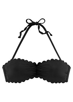 Black ’Scallop’ Bandeau Bikini Top by LASCANA