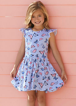 Blue Kids Butterfly Print Jersey Dress by Arizona