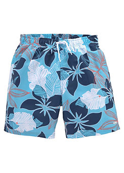 Blue Kids Hawaii Print Swim Shorts by KangaROOS