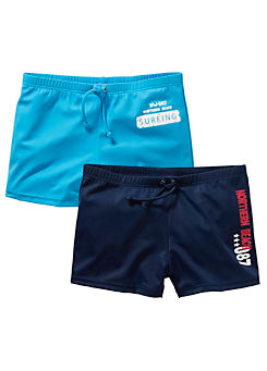 Blue Multi Boys Pack of 2 Swimming Trunks by bpc bonprix collection