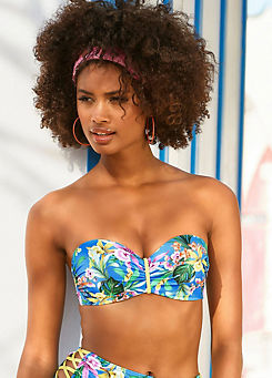 Blue Print Underwired Bandeau Bikini Top by Venice Beach