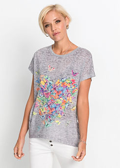 Butterfly Heart Print T-Shirt by RAINBOW