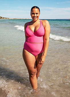 Cherry Pink First Class Plunge Swimsuit by Curvy Kate