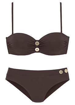 Dark Brown Underwired Bandeau Bikini by Vivance