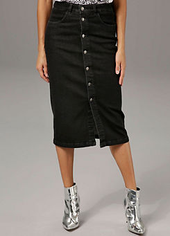 Denim Midi Skirt by Aniston