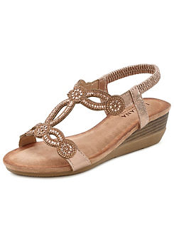 Embellished Strap Wedge Sandals by LASCANA