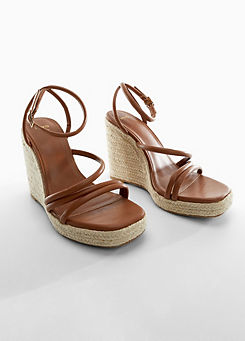 Eula1 Brown Strappy Wedge Sandals by Mango