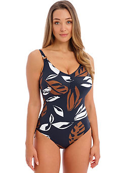 French Navy Lake Orta Underwired V Neck Swimsuit with Adjustable Legs by Fantasie
