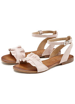 Frilly Leather Sandals by LASCANA