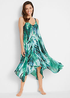 Green Print Chiffon Holiday Dress by bpc selection