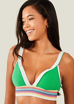 Green Ricrac Trim Bikini Top by Accessorize