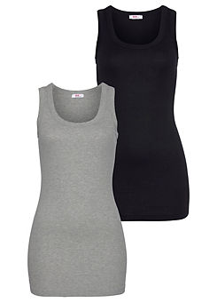 Grey Marl & Black Pack of 2 Vest Tops by AJC