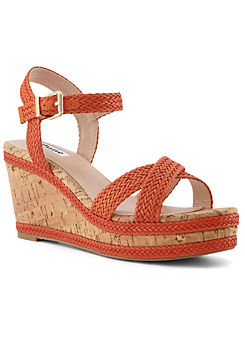 Kelisa Orange Braided Wedge Sandals by Dune London