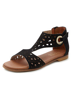 Leather Sandals with Sophisticated Cut Outs by LASCANA