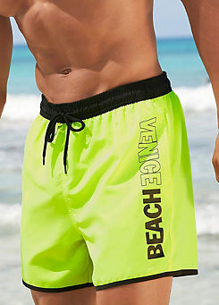Lime Logo Print Swimming Shorts by Venice Beach