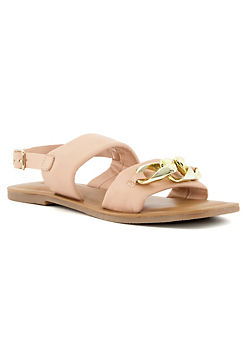 Linden Blush Chain Detail Leather Sandals by Head Over Heels By Dune