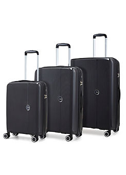 Luggage Hudson Set of 3 8 Wheel Hardshell Suitcases by Rock