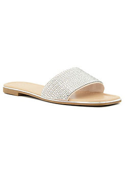 Lyon Silver Embellished Flat Sandals by Head Over Heels By Dune