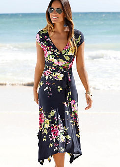 Navy Floral Print Dress by beachtime