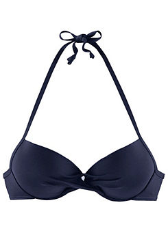 Navy Wrap Front ’Spain’ Push-Up Bikini Top by s.Oliver Red Label