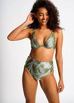 Olive Textured Monowired Bikini Top & High Waist Bikini Brief Set by South Beach