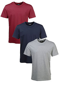 Pack of 3 Navy, Grey Marl & Dark Red T-Shirts by Grey Connection