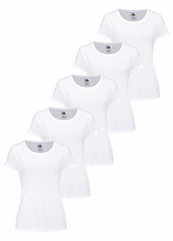 Pack of 5 White T-Shirts by Fruit of the Loom
