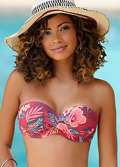 Pink Floral Underwired Bandeau Bikini Top by s.Oliver