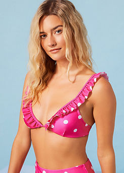 Pink Frilled Eco Bikini Top by Chelsea Peers