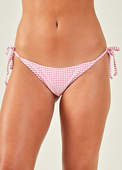 Pink Seersucker Side Tie Bikini Bottoms by Accessorize