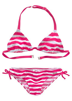 Pink Striped Girls Triangle Bikini by Buffalo