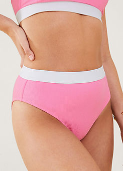 Pink Textured High Waist Bikini Briefs by Accessorize